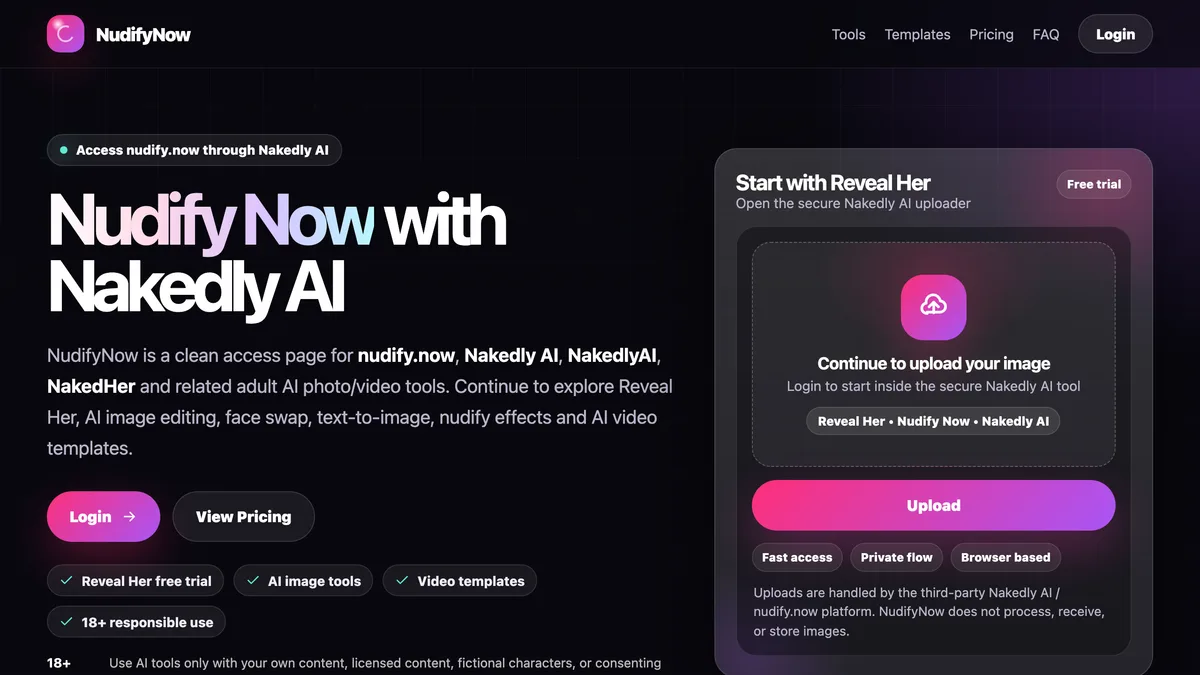 Nudify.now homepage